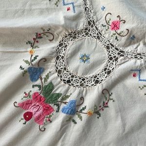 Vintage handmade appliqué tablecloth